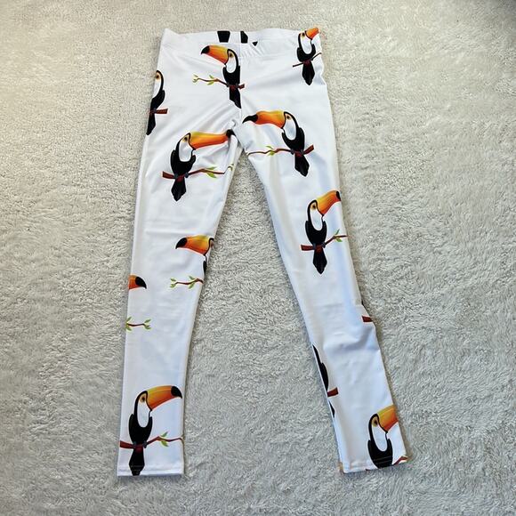 Art of Where white toucan novelty print yoga leggings, size L - Picture 1 of 9